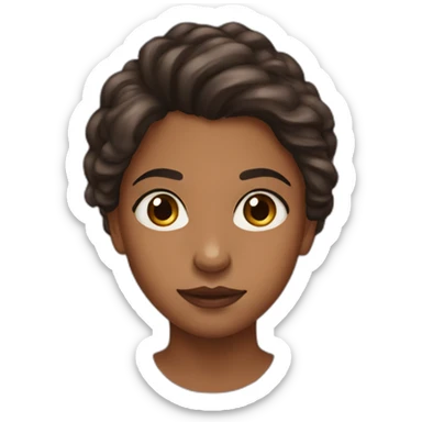 Brown girl medium hair ugly face sticker