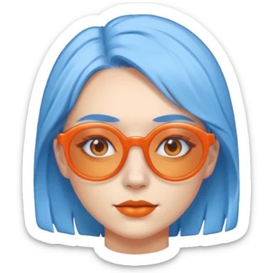 blue skinned orange glassed woman sticker