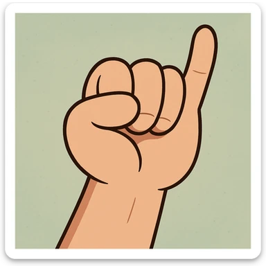cartoon hand making a fist with the pinky finger extended, playful style, simple background sticker