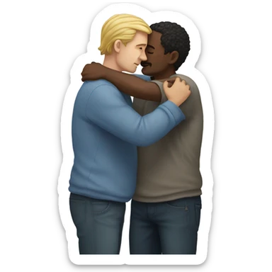 Two white men tenderly embracing sticker