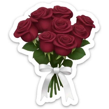 Burgundy roses buque with a white bow around it sticker