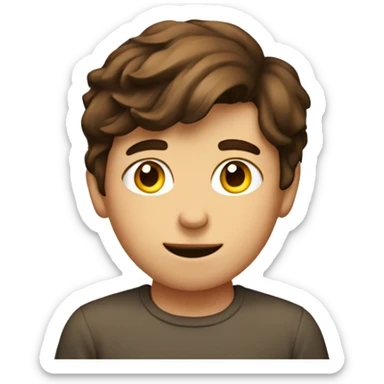 brown haired boy indoors sticker