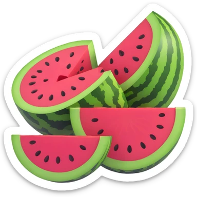 a whole watermelon and a watermelon cut in half, both shown together sticker