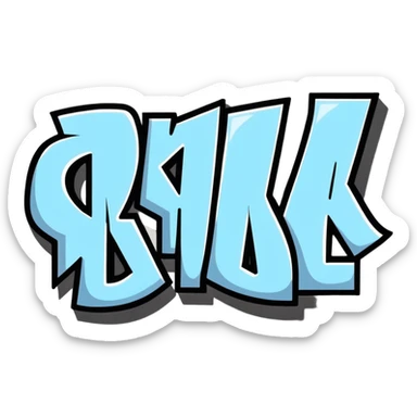 graffiti style connected BLK letters with silver outline, urban street art sticker