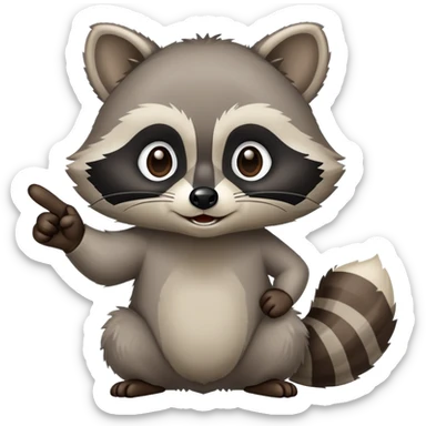 Raccoon pointing sticker