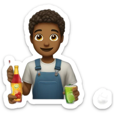 young guy selling drink in a tenant sticker