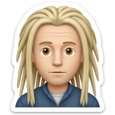 white man with straight clean dreadlocks sticker