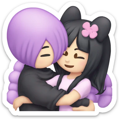 My melody kuromi hugging with anime boy with purple hair sticker