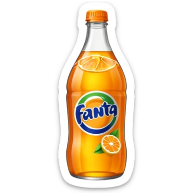 Una botella de cristal con el logo de Fanta con Fanta de limón dentro sticker