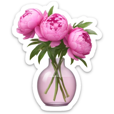 Pink peony flowers in glass vase  sticker
