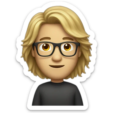 Guy with long hair and square glasses sticker