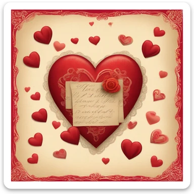 vintage valentine’s day card red sticker