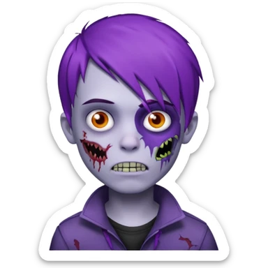 boy emo zombie purple hair sticker
