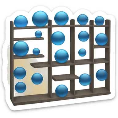 shelves with blue orb prophecies sticker