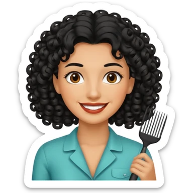 woman black hair hairdresser curls sticker