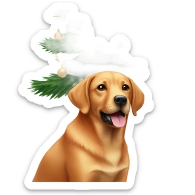 Fox red Labrador around a Christmas tree sticker