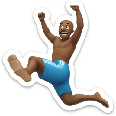 An emoji of a fair-skinned man happily diving headfirst into a pool. sticker