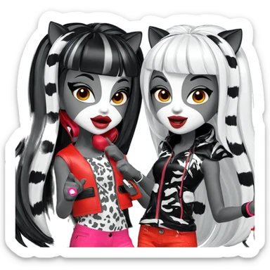 stylish girls with animal ears sticker