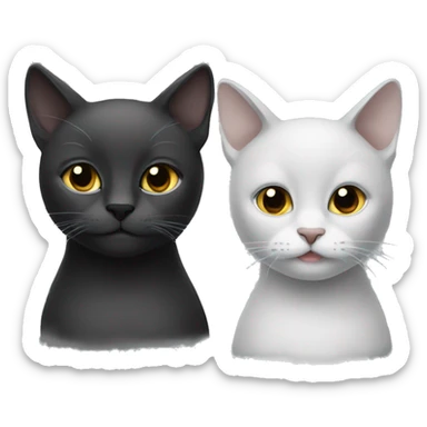 2 cats, 1 grey and 1 black sticker