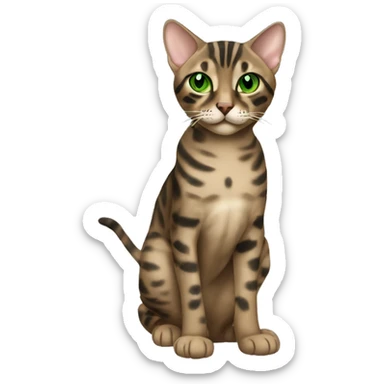Sepia charcoal Bengal cat with Green eyes standing sticker