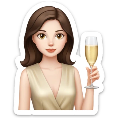 beautiful pale brunette girl with a glass of champagne  sticker