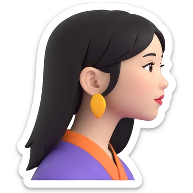 asian girl profile left side talking sticker
