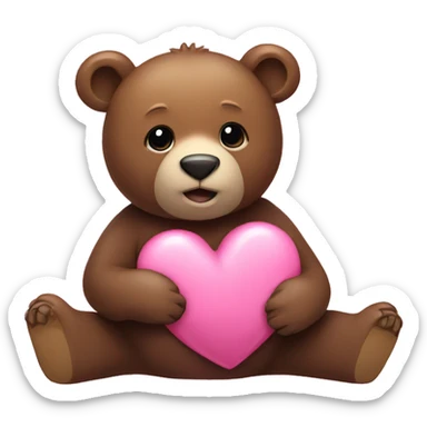 Bear with a small pink heart sticker