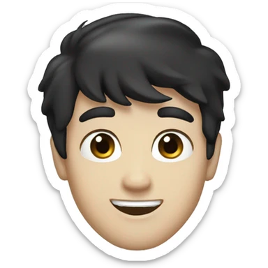 Man, black hair, blue eyes, white skin, smiling, happy sticker