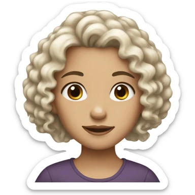 Girl with fair skin and curly black hair sticker
