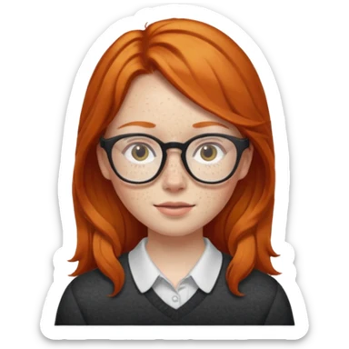 make a ginger girl with freckles and glasess sticker