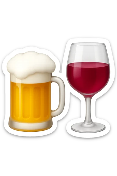 emoji 3d stile iphone che rappresenta un boccale di birra e un calice di vino rosso 3d sticker