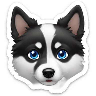 Pomsky black & whire blue eyes sticker