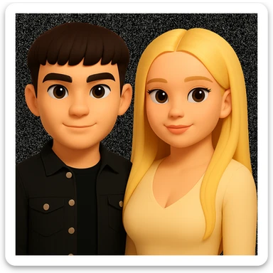 Slightly increase the volume of the upper body of the girl, slightly turn her to face forward, and make the skin color uniform. Maintain the cartoonish 3D style as in the reference image. sticker