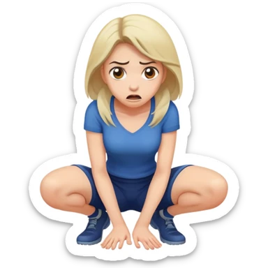 frightened woman crouching sticker