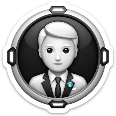 Administrator black white glowing logo icon transparent background sticker