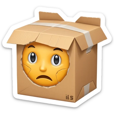 Generate a realistic emoji-style icon of the a package which is empty and air is coming out of it. it seems like the package is not well packed sticker