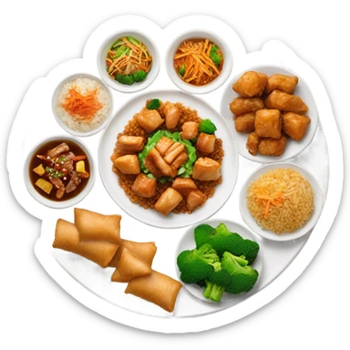 A combination plate at a Chinese restaurant  sticker