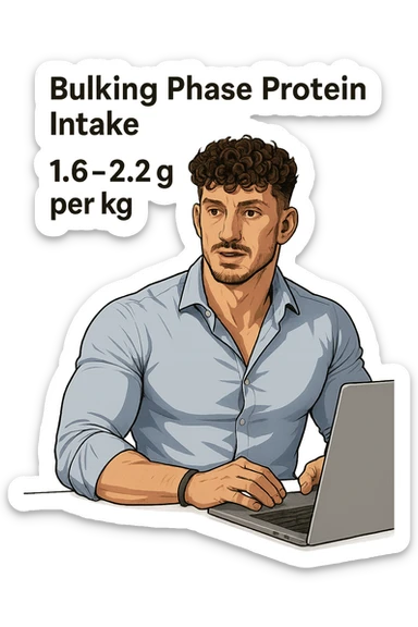 Uomo che imposta la sua fase di massa a proteine intorno 1.6 - 2.2g per kg in italiano sticker