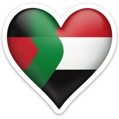 Colours of th palestinian flag on heart sticker