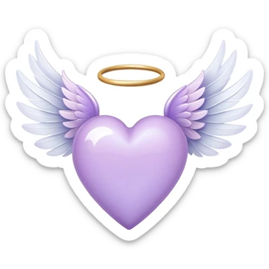 Pastel Purple Heart with white fairy wings sticker