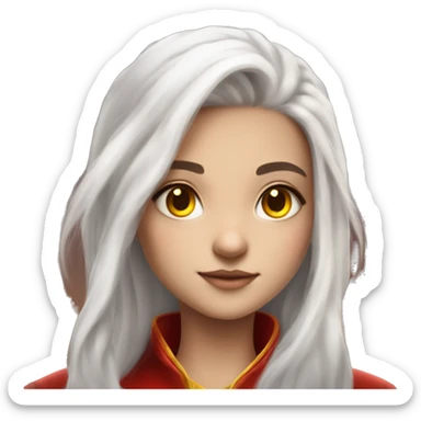 white hair + yellow eyes + red shooting star sign on the forehead + 2 dragon horn + beautiful girl  sticker
