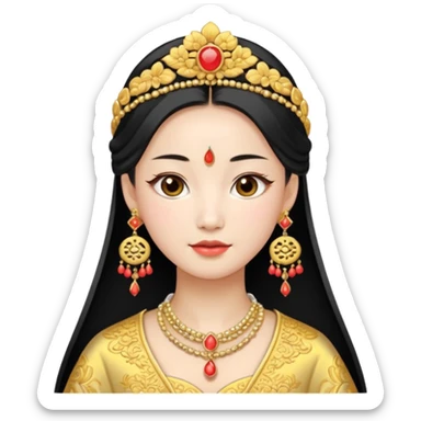 Chinese bride getup, heavy jewelary, traditional. sticker