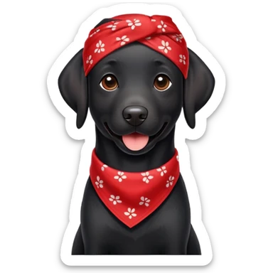 Black lab dog wearing red bandana sticker