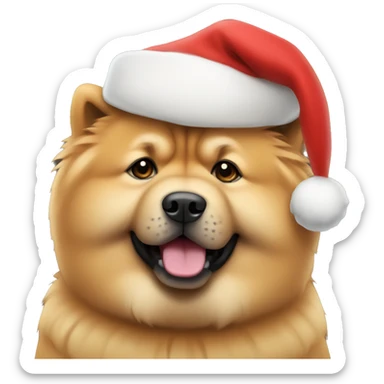 Chow chow wearing a Santa hat sticker
