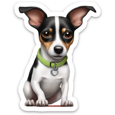 Rat terrier on a skateboard  sticker