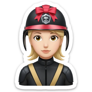 Rider helmet black matte at the back theres ribbon attached for female rider sticker