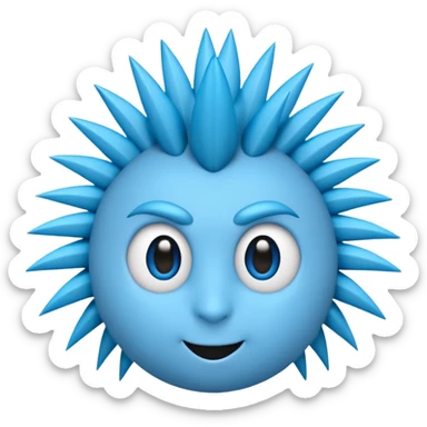 blue emoji face with sharp quill hair spikes and big white eyes, 3D emoji style, 1:1
 sticker