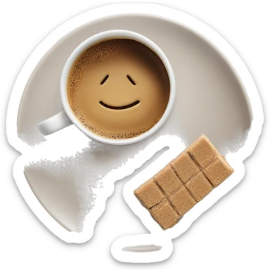 Top view coffee and protein bar on a small plate  sticker