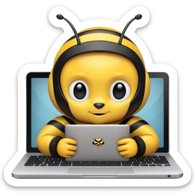 Super cute bumblebee working on a Laptop  sticker