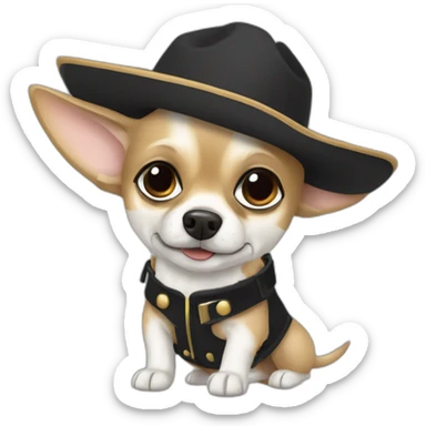 Chihuahua blanc poilu à tache noire  sticker